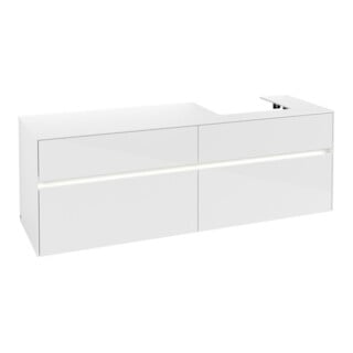 V&B Waschtischunterschrank Collaro 160x54,8x50cm, WT r, LED 12W, glo wh.