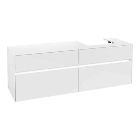 V&B Waschtischunterschrank Collaro 160x54,8x50cm, WT r, LED 12W, glo wh.