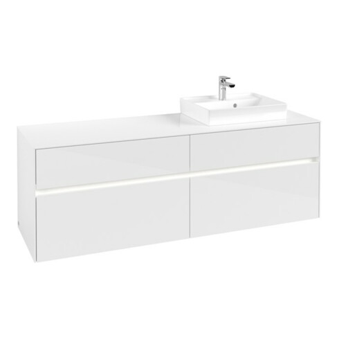 V&B Waschtischunterschrank Collaro 160x54,8x50cm, WT r, LED 12W, glo wh.