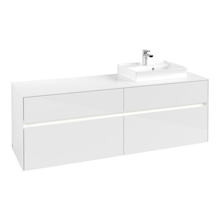 V&B Waschtischunterschrank Collaro 160x54,8x50cm, WT r, LED 12W, glo wh.