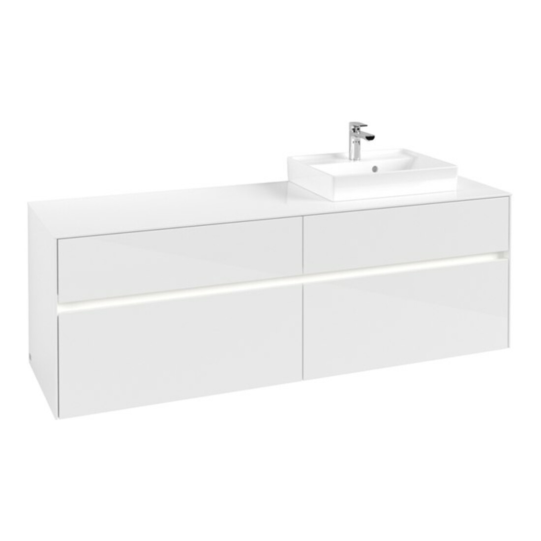 V&B Waschtischunterschrank Collaro 160x54,8x50cm, WT r, LED 12W, glo wh.