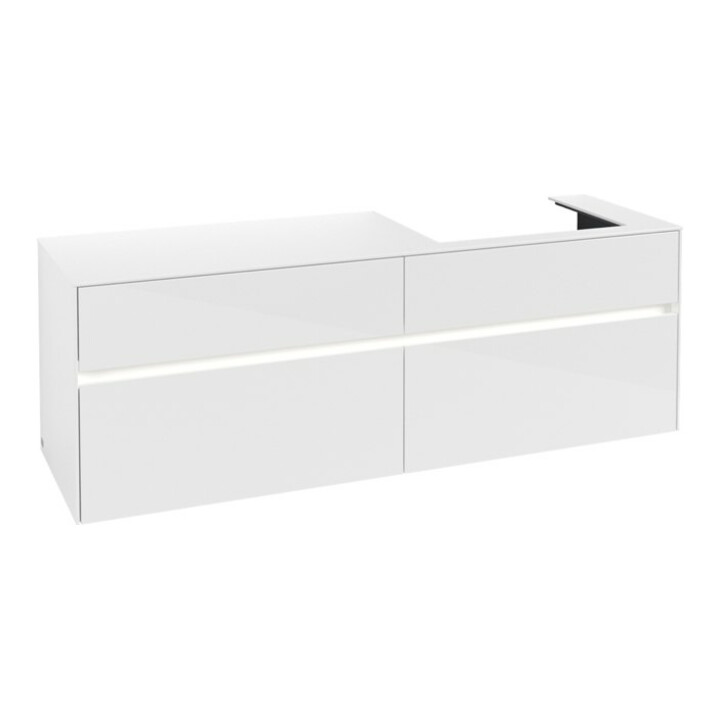V&B Waschtischunterschrank Collaro 160x54,8x50cm, WT r, LED 12W, glo wh.