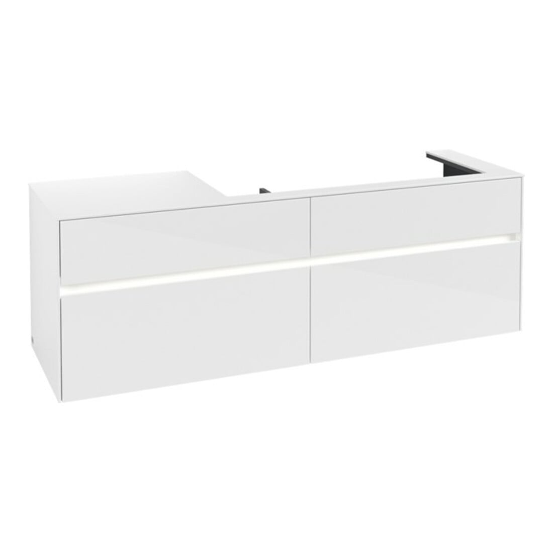 V&B Waschtischunterschrank Collaro 160x54,8x50cm, WT r, LED 12W, glo wh.