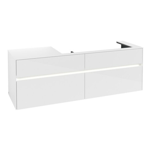 V&B Waschtischunterschrank Collaro 160x54,8x50cm, WT r, LED 12W, glo wh.