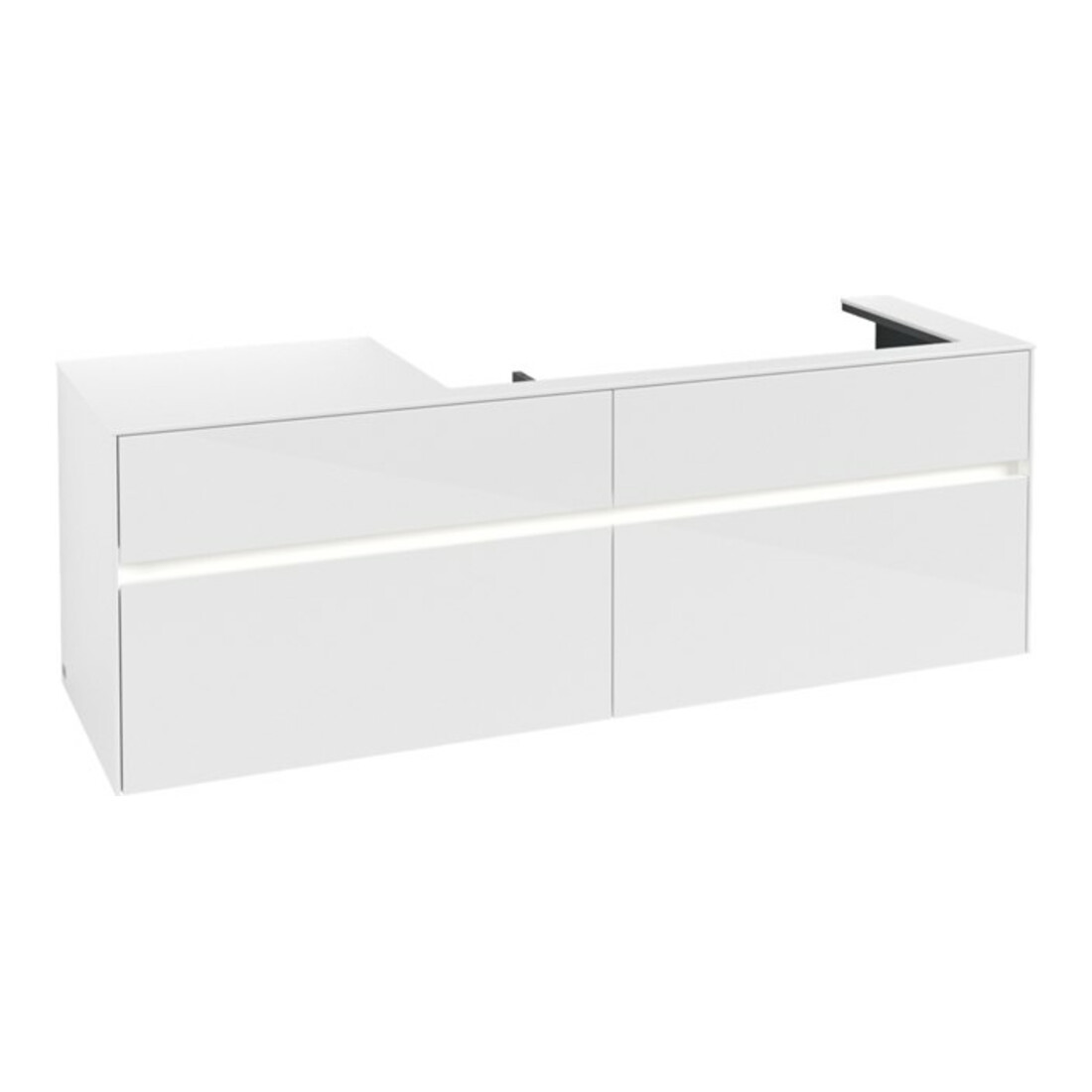 V&B Waschtischunterschrank Collaro 160x54,8x50cm, WT r, LED 12W, glo wh.