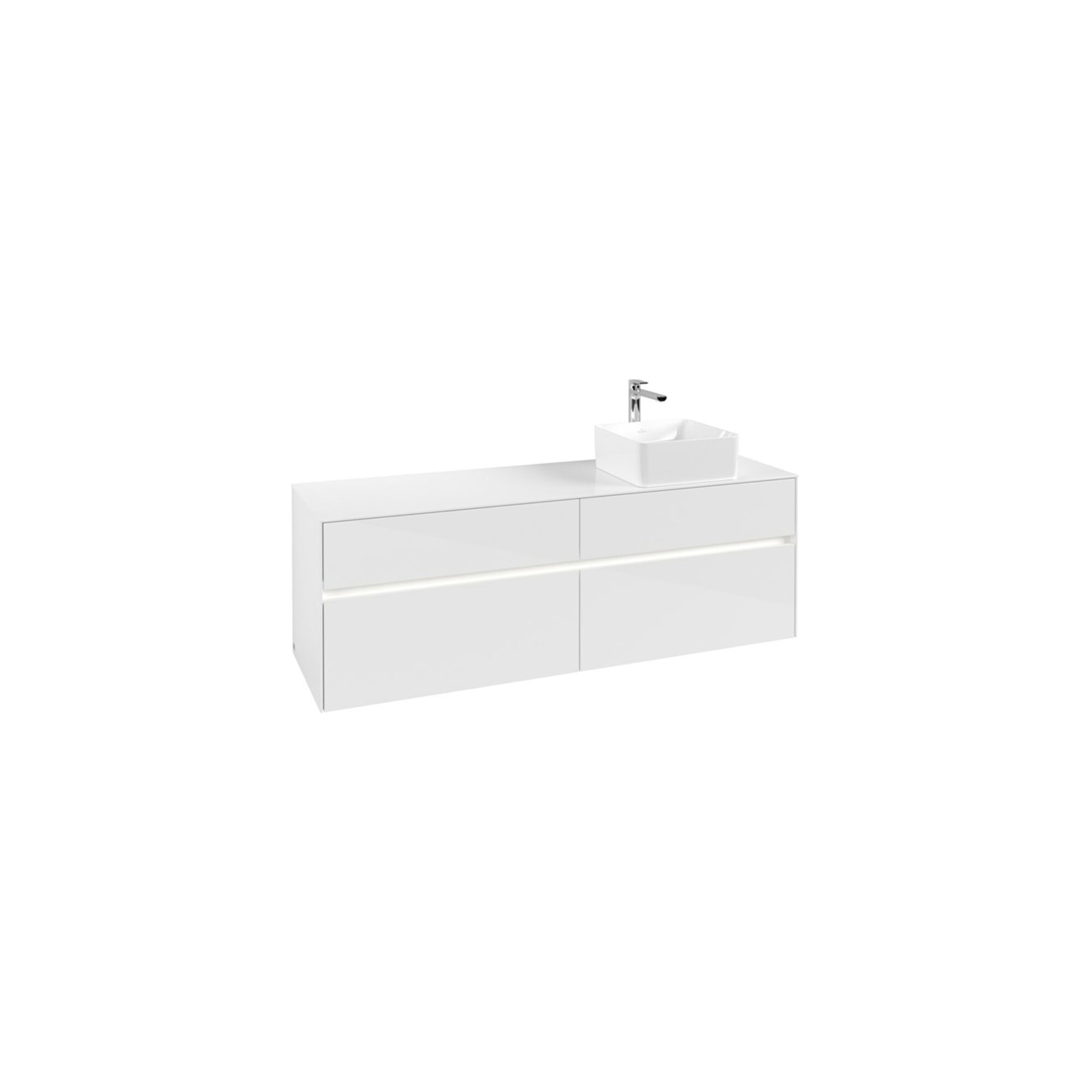 V&B Waschtischunterschrank Collaro 160x54,8x50cm, WT r, LED 12W, glo wh. ; Villeroy & Boch