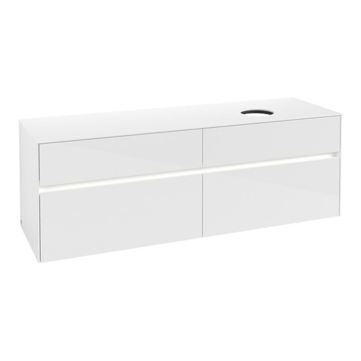 V&B Waschtischunterschrank Collaro 160x54,8x50cm, WT r, LED 12W, glo wh.