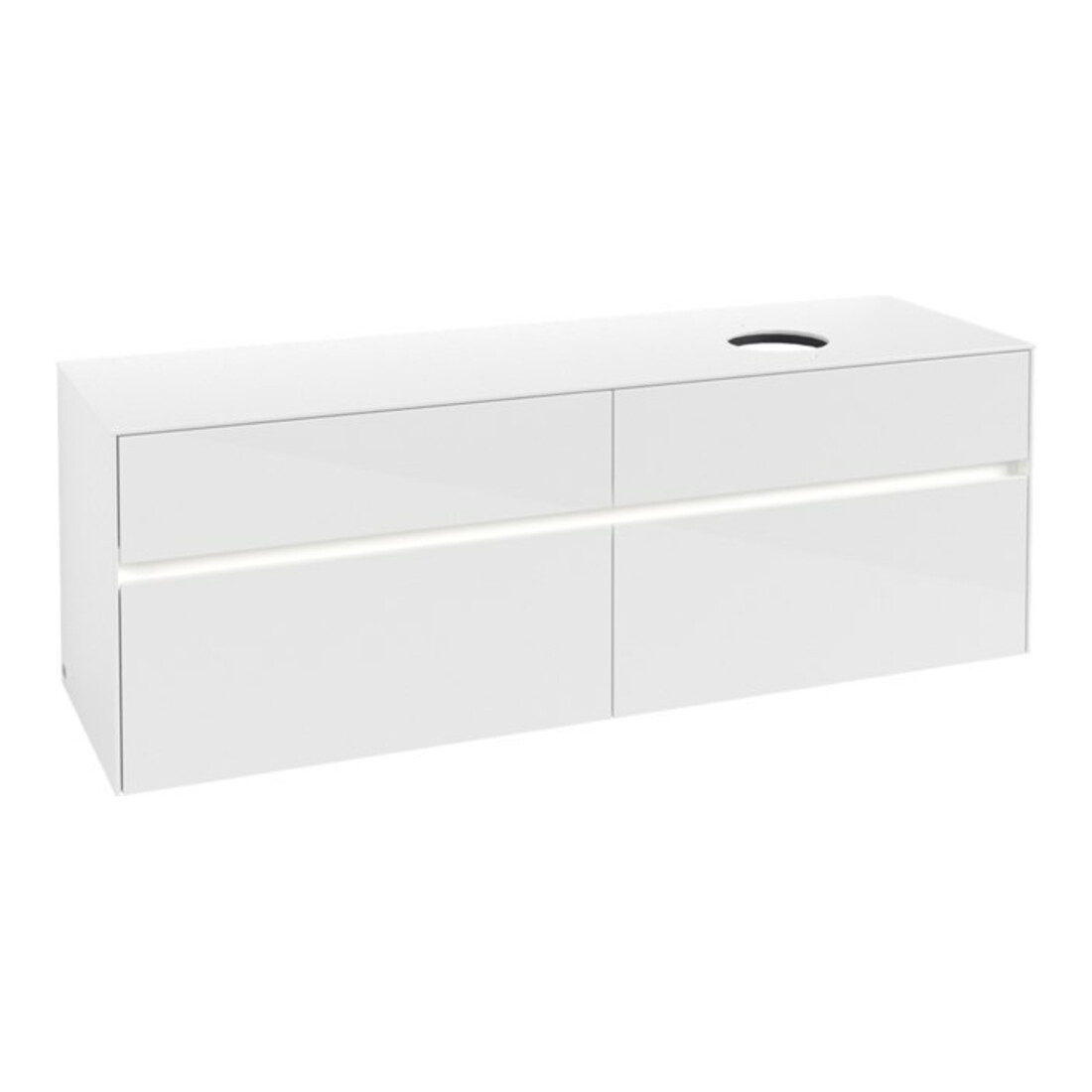 V&B Waschtischunterschrank Collaro 160x54,8x50cm, WT r, LED 12W, glo wh.