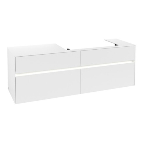 V&B Waschtischunterschrank Collaro 160x54,8x50cm, WT r, LED 12W, wh. ma