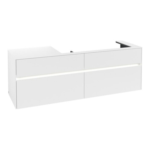 V&B Waschtischunterschrank Collaro 160x54,8x50cm, WT r, LED 12W, wh. ma