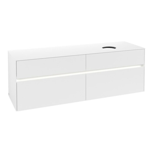 V&B Waschtischunterschrank Collaro 160x54,8x50cm, WT r, LED 12W, wh. ma