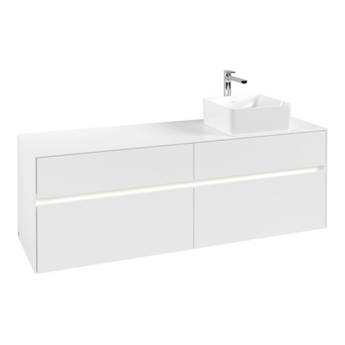 V&B Waschtischunterschrank Collaro 160x54,8x50cm, WT r, LED 12W, wh. ma