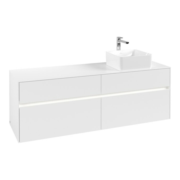 V&B Waschtischunterschrank Collaro 160x54,8x50cm, WT r, LED 12W, wh. ma