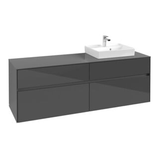 V&B Waschtischunterschrank Collaro 160x54,8x50cm, WT rechts, glossy grey
