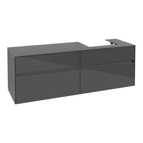 V&B Waschtischunterschrank Collaro 160x54,8x50cm, WT rechts, glossy grey