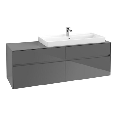 V&B Waschtischunterschrank Collaro 160x54,8x50cm, WT rechts, glossy grey