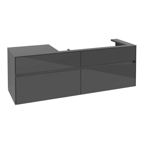 V&B Waschtischunterschrank Collaro 160x54,8x50cm, WT rechts, glossy grey