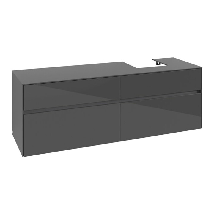 V&B Waschtischunterschrank Collaro 160x54,8x50cm, WT rechts, glossy grey