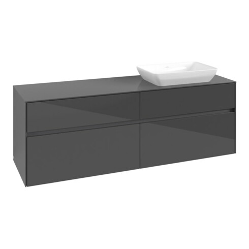V&B Waschtischunterschrank Collaro 160x54,8x50cm, WT rechts, glossy grey