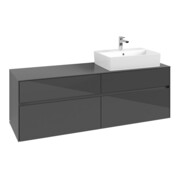 V&B Waschtischunterschrank Collaro 160x54,8x50cm, WT rechts, glossy grey