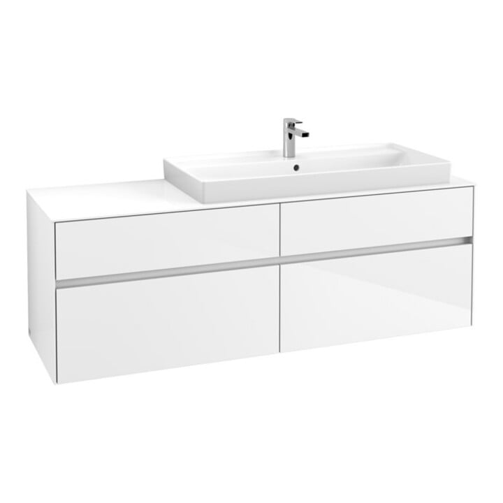V&B Waschtischunterschrank Collaro 160x54,8x50cm, WT rechts, glossy white