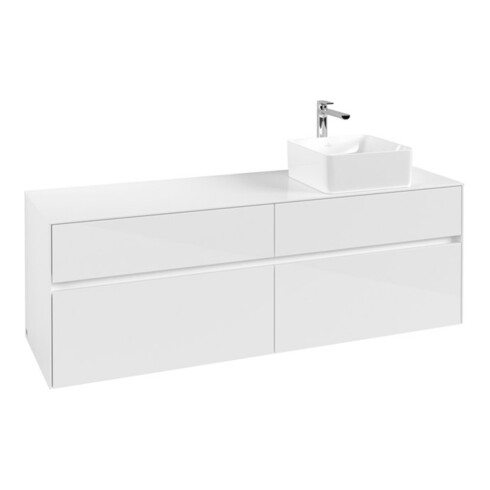 V&B Waschtischunterschrank Collaro 160x54,8x50cm, WT rechts, Glossy White