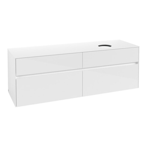 V&B Waschtischunterschrank Collaro 160x54,8x50cm, WT rechts, Glossy White