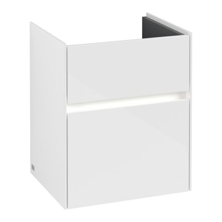 V&B Waschtischunterschrank Collaro 46x54,6x37,4cm, WT mi, LED, glo wh.