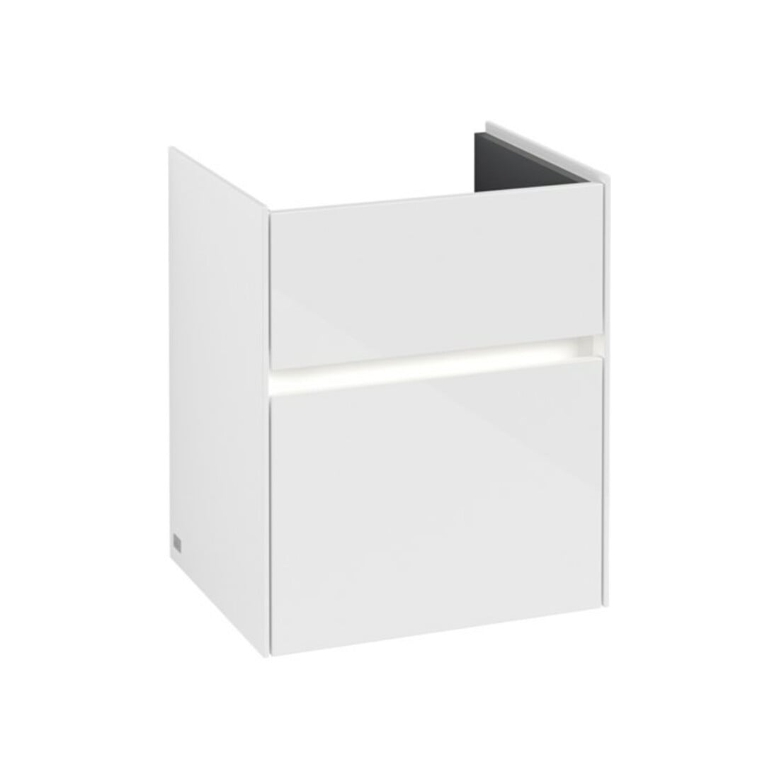 V&B Waschtischunterschrank Collaro 46x54,6x37,4cm, WT mi, LED, glo wh.