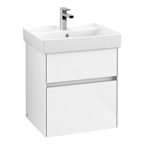 V&B Waschtischunterschrank Collaro 51x54,6x41,4cm, WT mi, LED, glo wh.
