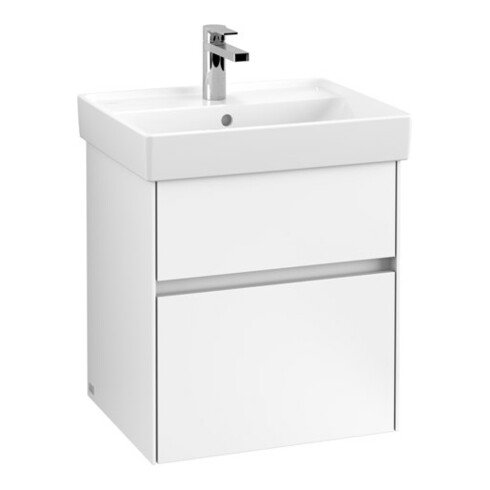 V&B Waschtischunterschrank Collaro 51x54,6x41,4cm, WT mi, LED, wh. ma