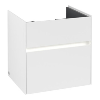V&B Waschtischunterschrank Collaro 55,4x54,6x44,4cm, WT mi, LED, wh. ma