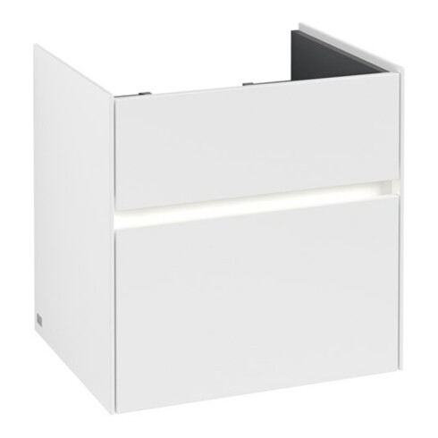 V&B Waschtischunterschrank Collaro 55,4x54,6x44,4cm, WT mi, LED, wh. ma