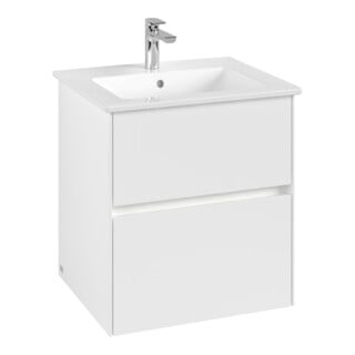 V&B Waschtischunterschrank Collaro 56,1x61x48cm, WT mi, LED 3,9W, wh. ma