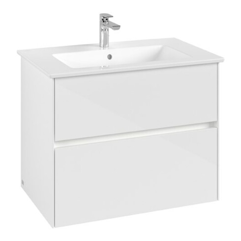 V&B Waschtischunterschrank Collaro 76,1x61x48cm, WT mi, LED 5,5W, glo wh.