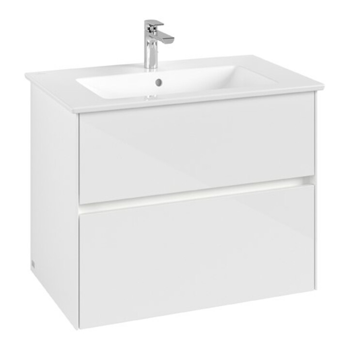 V&B Waschtischunterschrank Collaro 76,1x61x48cm, WT mi, LED 5,5W, glo wh.
