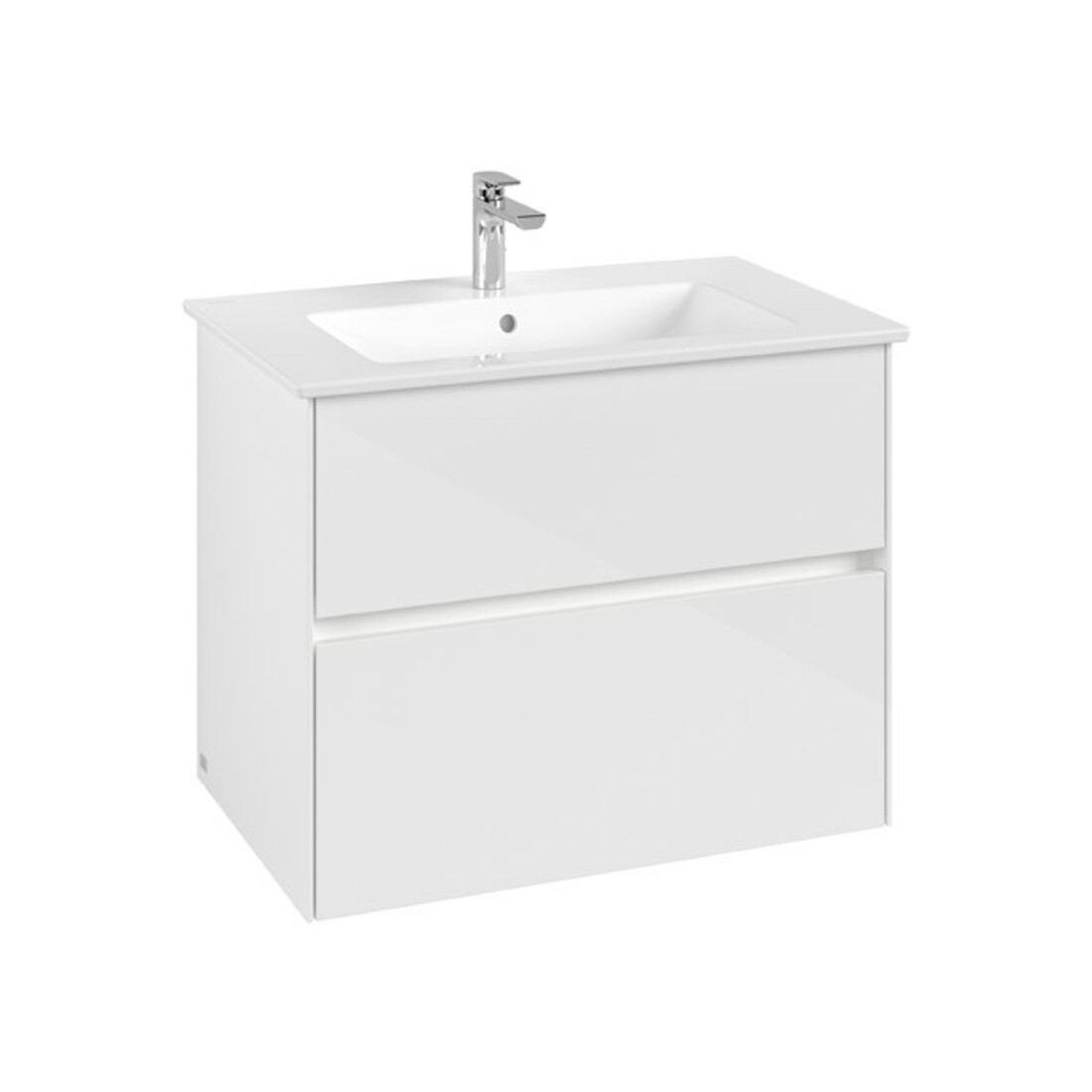 V&B Waschtischunterschrank Collaro 76,1x61x48cm, WT mi, LED 5,5W, glo wh.