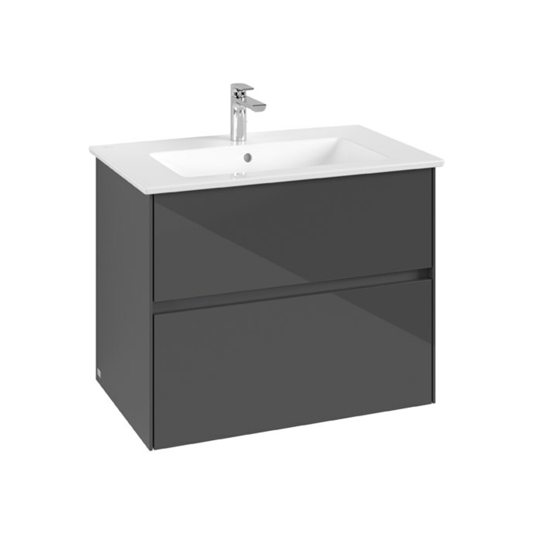 V&B Waschtischunterschrank Collaro 76,1x61x48cm, WT mittig, glossy grey
