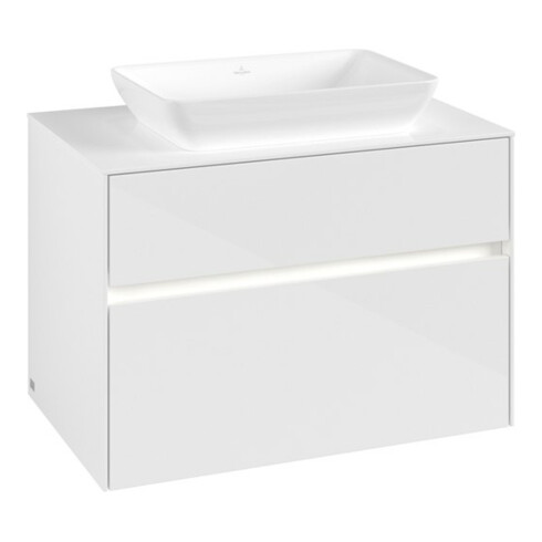 V&B Waschtischunterschrank Collaro 80x54,8x50cm, WT mi, LED 5,7 W, glo wh.