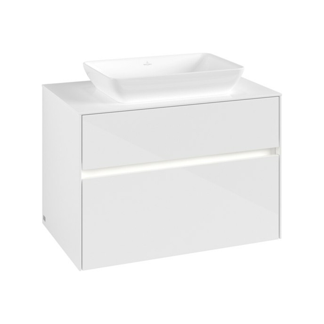 V&B Waschtischunterschrank Collaro 80x54,8x50cm, WT mi, LED 5,7 W, glo wh.