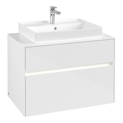 V&B Waschtischunterschrank Collaro 80x54,8x50cm, WT mi, LED 5,7 W, glo wh.
