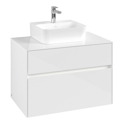 V&B Waschtischunterschrank Collaro 80x54,8x50cm, WT mi, LED 5,7 W, glo wh.