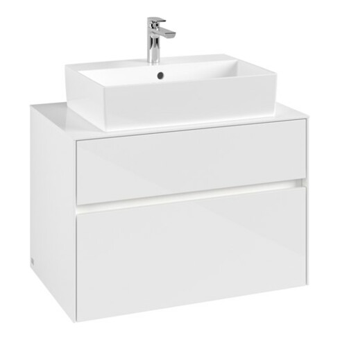 V&B Waschtischunterschrank Collaro 80x54,8x50cm, WT mi, LED 5,7 W, glo wh.