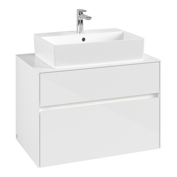 V&B Waschtischunterschrank Collaro 80x54,8x50cm, WT mi, LED 5,7 W, glo wh.