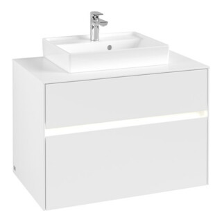 V&B Waschtischunterschrank Collaro 80x54,8x50cm, WT mi, LED 5,7 W, wh. ma