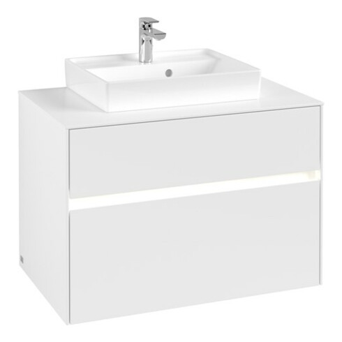 V&B Waschtischunterschrank Collaro 80x54,8x50cm, WT mi, LED 5,7 W, wh. ma
