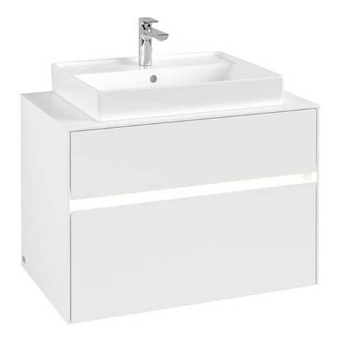 V&B Waschtischunterschrank Collaro 80x54,8x50cm, WT mi, LED 5,7 W, wh. ma