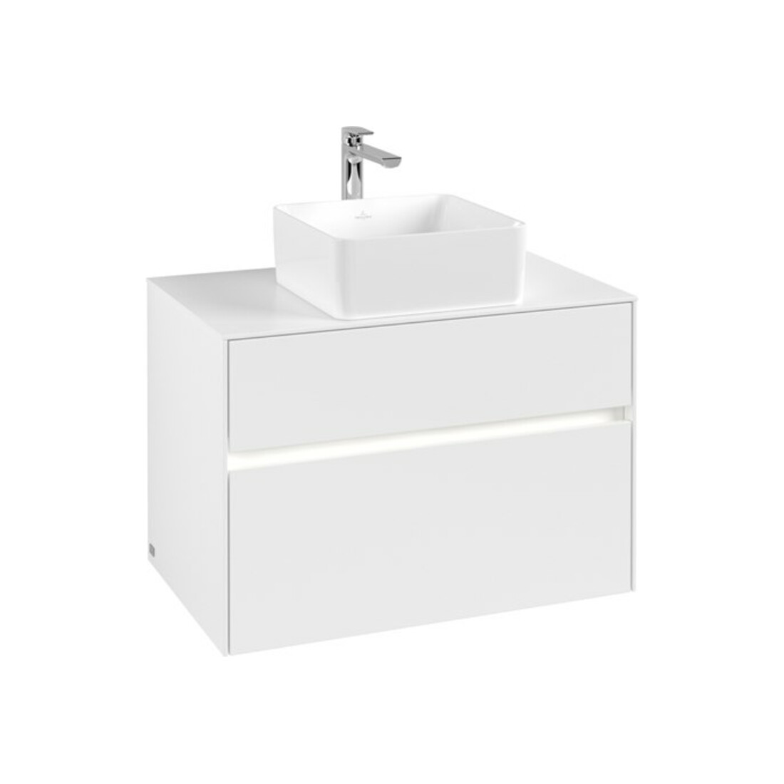 V&B Waschtischunterschrank Collaro 80x54,8x50cm, WT mi, LED 5,7 W, wh. ma