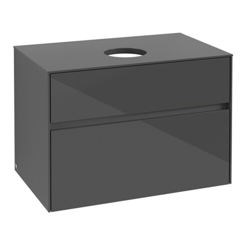 V&B Waschtischunterschrank Collaro 80x54,8x50cm, WT mittig, Glossy Grey
