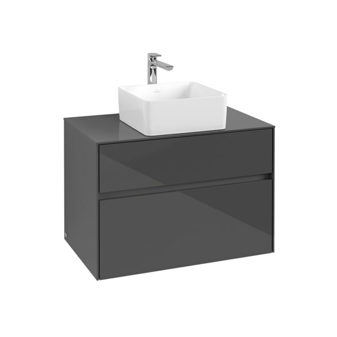 V&B Waschtischunterschrank Collaro 80x54,8x50cm, WT mittig, Glossy Grey
